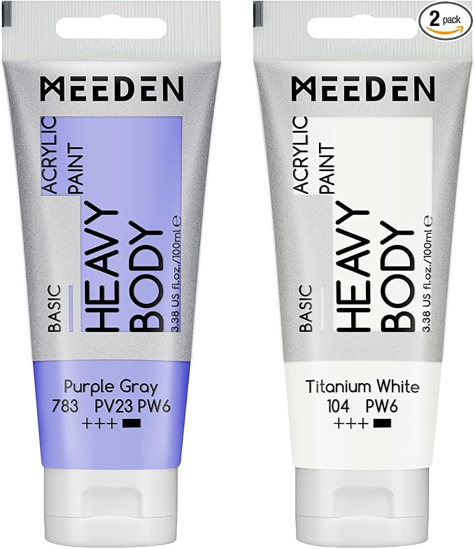 MEEDEN Acrylic Paint Purple Gray: Bundled - 100ml/3.38oz x 2 Bulk Heavy Body by MEEDEN