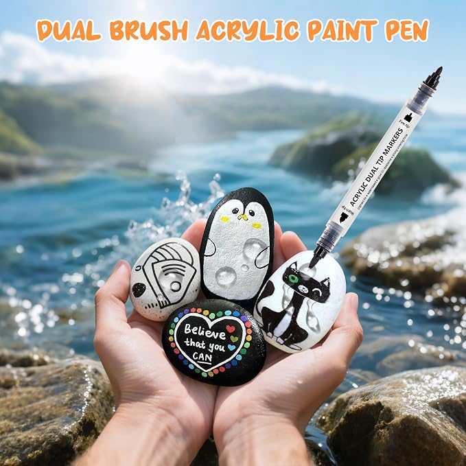 Black White Acrylic Paint Pen Brush - Image 6