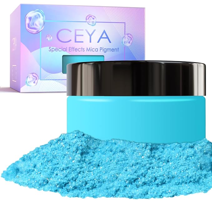 Ceya Highly Interference Mica Powder, 1.8oz/ 50g Turquoise Chrome Nail Powder by CEYA