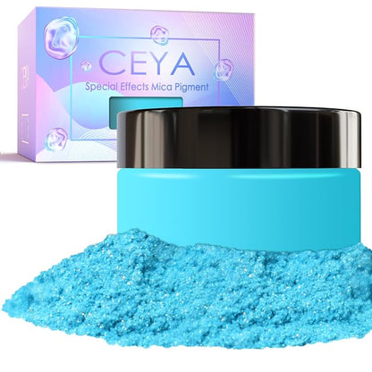 Ceya Highly Interference Mica Powder, 1.8oz/ 50g Turquoise Chrome Nail Powder by CEYA
