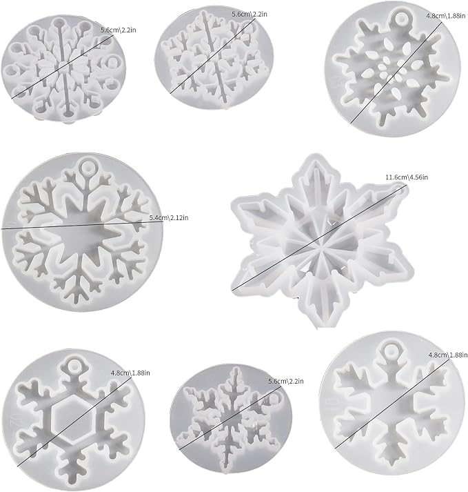 8 Pack Pendant Molds Snowflake Resin Mold - Image 2