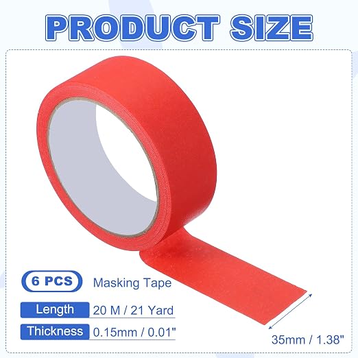 MECCANIXITY Masking Tape 1.4 Inch x 21 Yard Painter's Tape Red Paint Tapes - Image 2