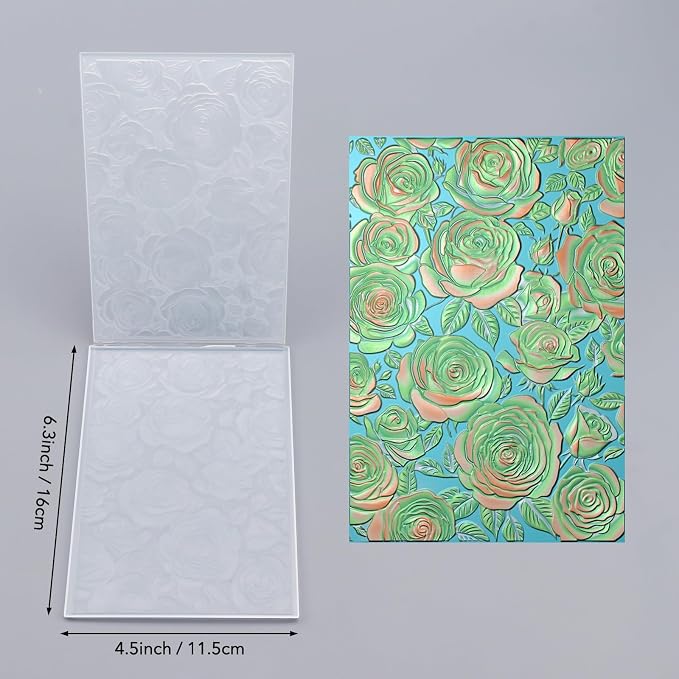 BAOFALI 3D Embossing Folder for Card Making, Floral Pattern Clear Plastic - Image 2