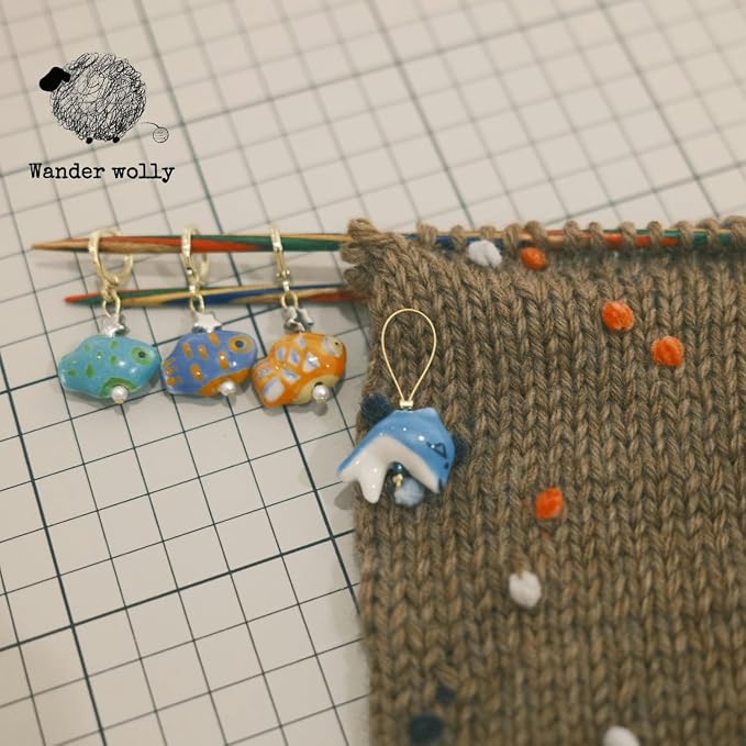 Handmade Ocean Fish Stitch Markers 4 PCS in One Case, Three Tropical Fish - Image 2