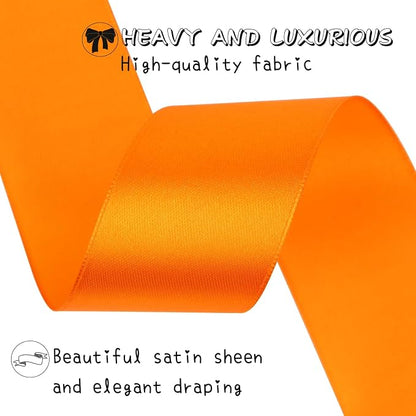 Orange Solid Satin Ribbon 1-1/2 Inch 25 Yards Solid Polyester Fabric Ribbon - Image 4