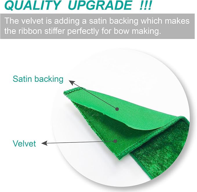 Green Velvet Ribbon 2.5 Inch x 10 Yards - Image 2