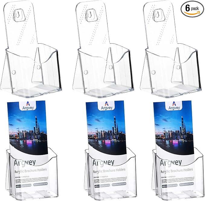 Acrylic Brochure Holder 4x9 Inch, Table Signs, Plastic Rack Card Holder by Argvey