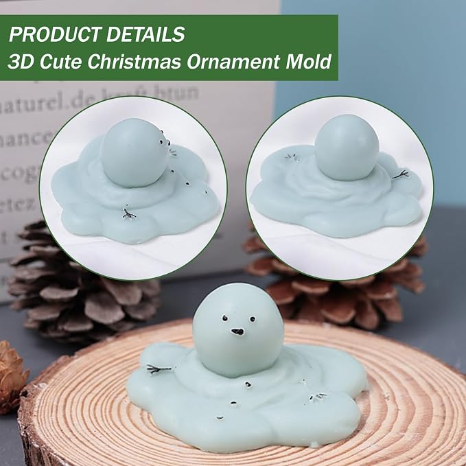 Silicone Molds Candle Cute Melting Snowman Resin Candle Molds - Image 4