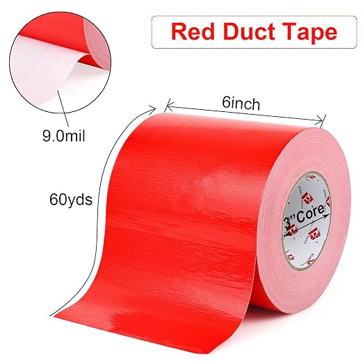 BOMEI PACK 6" Red Duct Tape, Wide Roll, 6 Inches x 60 Yards, 9 Mil Thick Heavy - Image 2