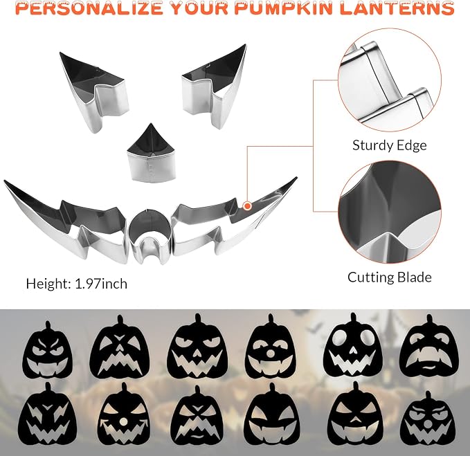 【With Hammer】Pumpkin Carving Kit Halloween, Safe and Easy Pumpkin Carving Set - Image 3