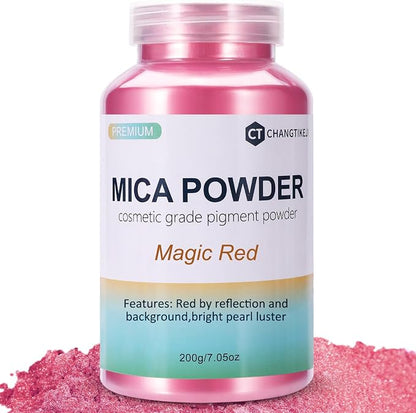 Mica Powder, 7.05OZ（200g）, Magic Red Mica Powder Pigment by CHANGTIKEJIWelcomeYouOrder