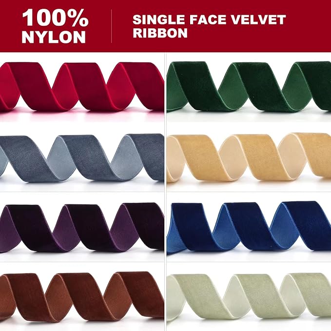 Red Velvet Ribbon, 1/4" W x 20Yd Single Face, Hair Bows, Handmade Craft and - Image 2