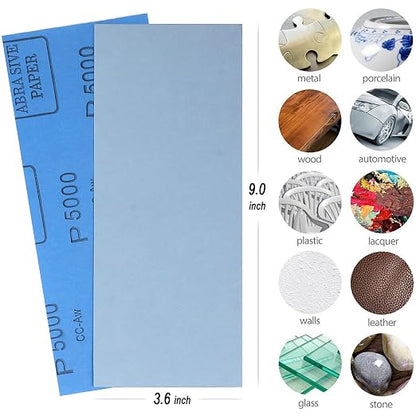 9x3.6 inch Sandpaper, 30 Sheet 5000 Grit Wet and Dry Sand Paper, Fine Precision - Image 2