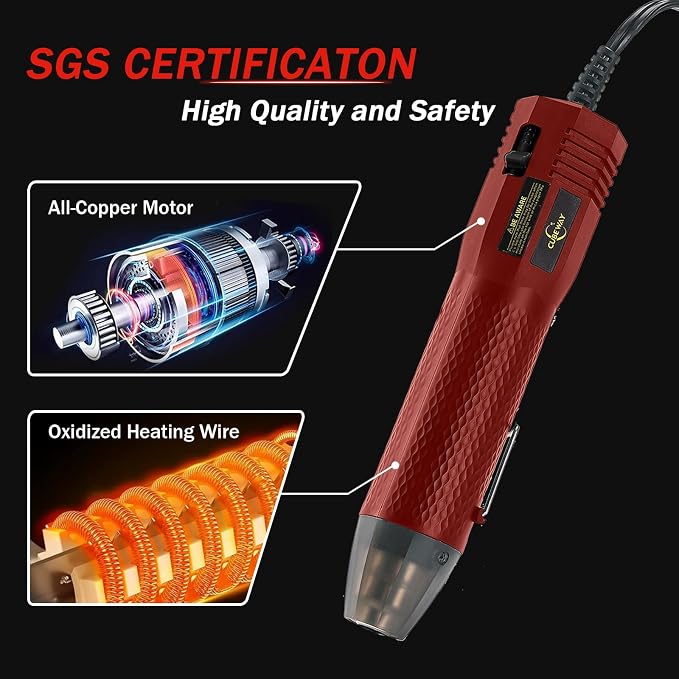 Mini Heat Gun 350W, 2-Temp Settings 392°F & 662°F, Fast Heat Hot Air Gun Tool - Image 3