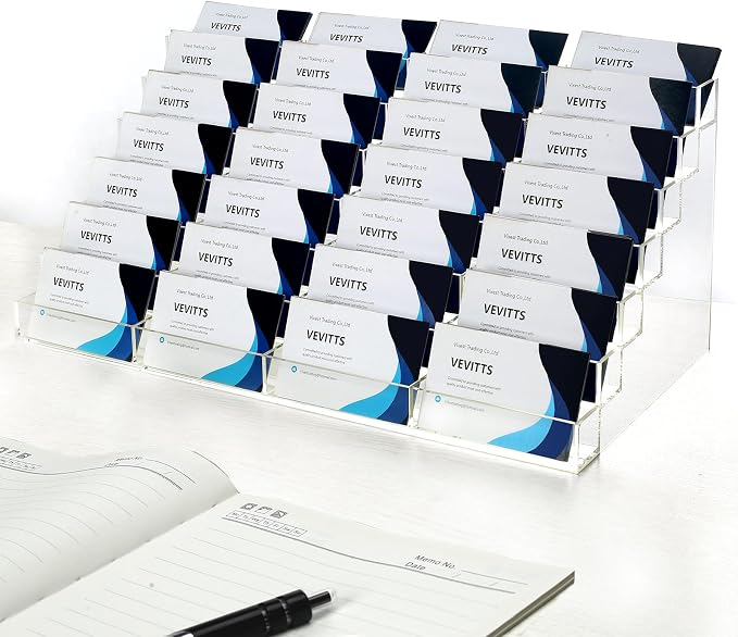 Acrylic Business Card Holder for Desk Multiple Business Card Holders 28 Slot 7 by Vevitts
