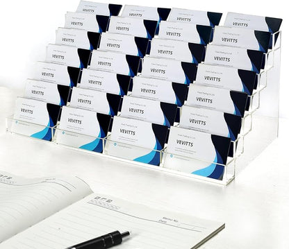 Acrylic Business Card Holder for Desk Multiple Business Card Holders 28 Slot 7 by Vevitts