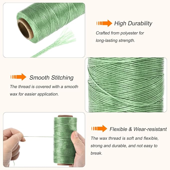 MECCANIXITY Waxed Thread, 284 Yard 0.8mm 150D Flat Wax Thread Polyester Waxed - Image 3