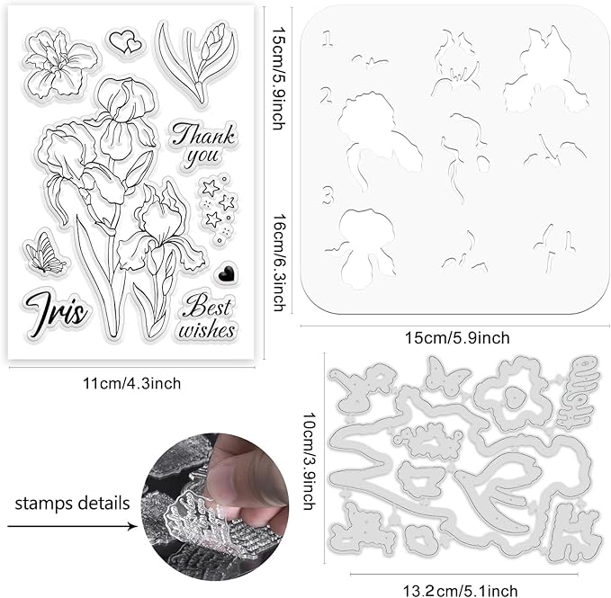 ORIGACH Iris Layering Stencil Stamp and Die Set - Image 2