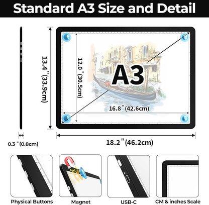 Heanolier A3 Artist tracing Light Box Copy Table, Super Bright Magnetic Light - Image 2