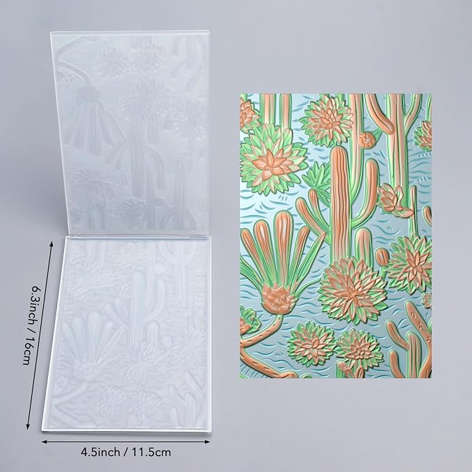 BAOFALI 3D Embossing Folder for Card Making, Beautiful Cactus and FlowerClear - Image 2