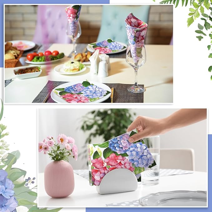 60 Pcs Hydrangea Cocktail Paper Napkins 6.5 x 6.5 Inches Disposable Paper - Image 5