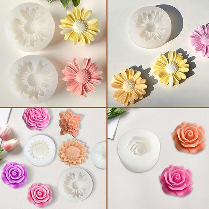 6 Pack Candle Molds for Candle Making, Moldes para Velas, Flower Molds Silicone - Image 5