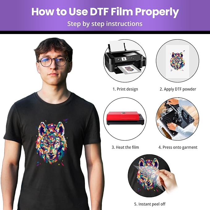 Vintalie DTF Transfer Film – A450 Sheets Premium Matte Double Sided DTF Film - Image 6