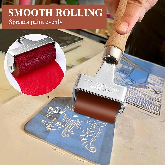 Supkiir 3Pcs Rubber Brayer Roller, Mix Size Rubber Roller Tool - Image 5