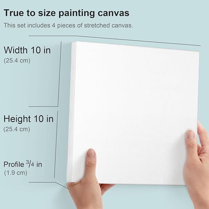 PHOENIX 10x10 Inch 4 Pack Artist Canvas - Image 2