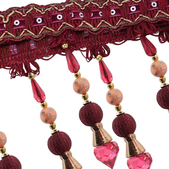 3yards Beading Fringe Trimming Long Beads Tassel Curtain Trim Ribbon Trim - Image 2