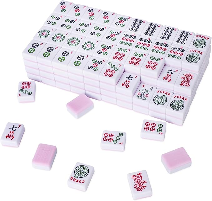 American Mahjong Tile Set with 166 Pink Back Tiles, Mahjong Game Set by GAMETROVE