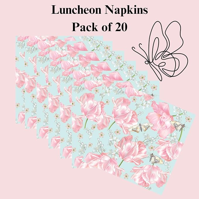 20-ct 13x13 Flowers Paper Luncheon Decoupage Napkins, 3-Ply Servilletas Printed - Image 4