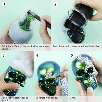 LET'S RESIN Silicone 3D Large Skull Shape Molds, Skeleton Skull Epoxy Resin Mold - Image 5
