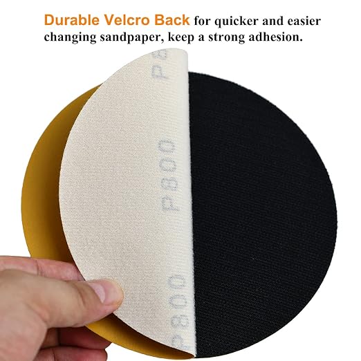 6-Inch No-Hole Hook and Loop Sanding Discs 800-Grit, Random Orbital Sandpaper - Image 4
