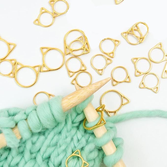 Hilsayum 30PCS Cat Stitch Marker Knitting Stitch Markers Metal Crochet Markers - Image 3