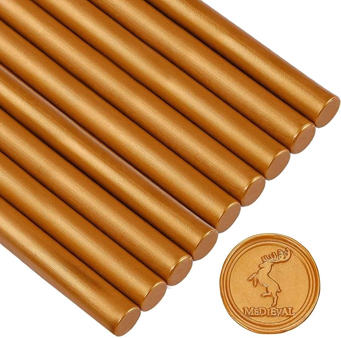 Amber Gold Wax Seal Sticks for Standard Size Hot Melting Glue Gun by TELOSMA