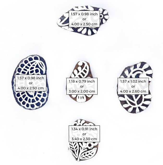 HASHCART® Paisley Shapes Wooden Printing Stamps - Image 4
