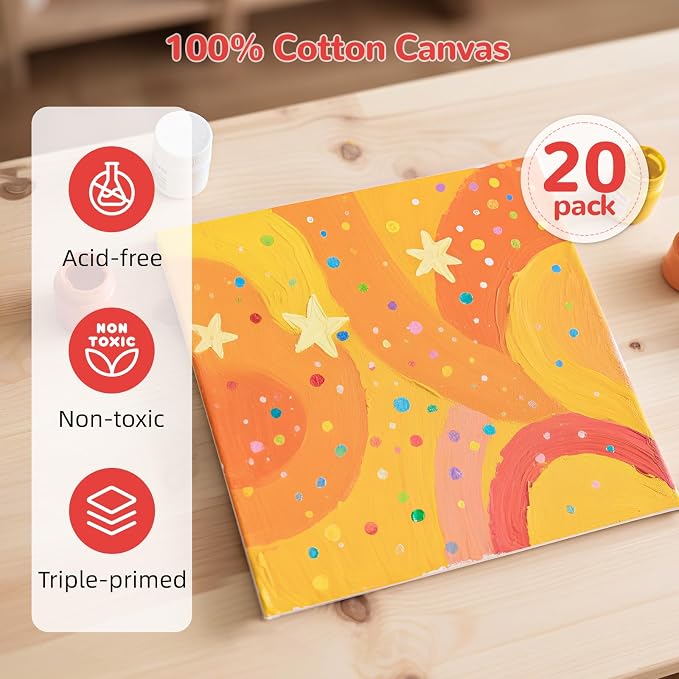 8x8inch Small Canvases for Painting, 20 Pack Canvas Boards Primed Acid Free for - Image 4