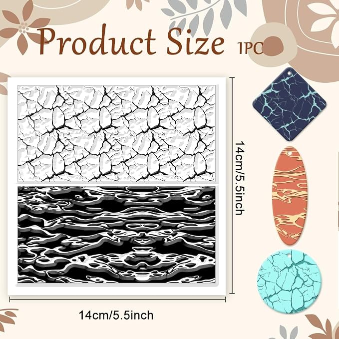 CHGCRAFT Natural Texture Polymer Clay Texture Sheets Cracks Water Pattern - Image 2