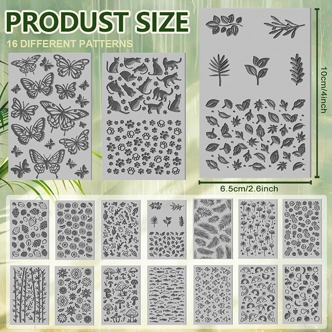 CHGCRAFT 16 Sheets 16 Styles Animals Dandelions Polymer Clay Texture Mat - Image 2