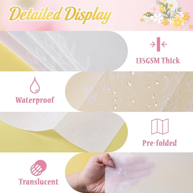 HAUTOCO 50 Pack Vellum Jackets for 5x7 Invitations, Pre-Folded Translucent - Image 4