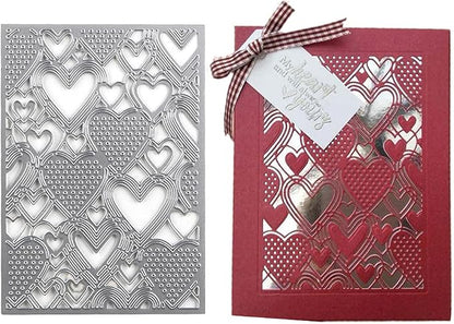 Love Heart Background Frame Cutting Dies, Valentine's Day Love Heart Die Cuts by AHTOLS