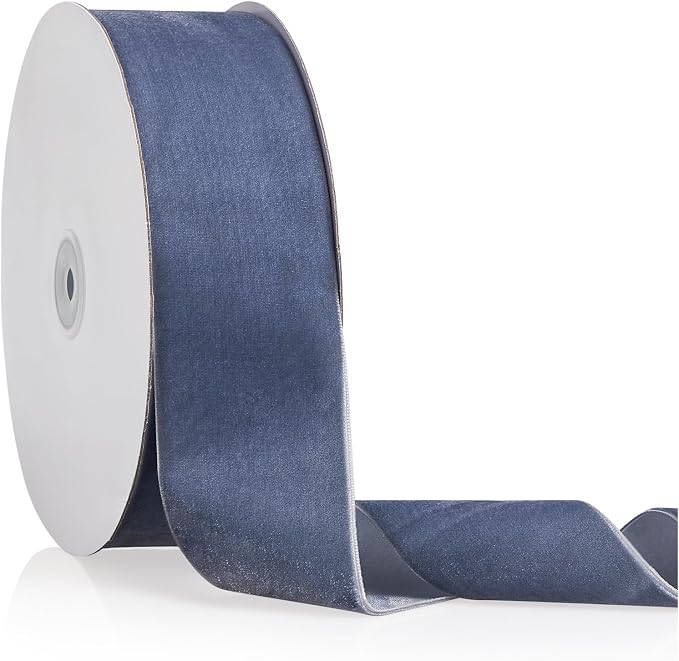 2" X 20 Yards Dusty Blue Velvet Ribbon by Bomybaw