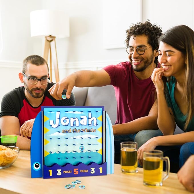 8 Pcs Jonah and The Whale Halloween Disk Drop Game Wood Tabletop Religious Disc - Image 4
