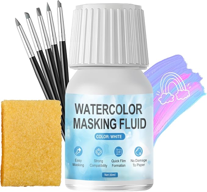WANJAO Masking Fluid for Watercolor Painting, Liquid Masking Tape by Unknown