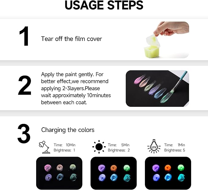 HIMI Glow in The Dark Jelly Gouache Paint Set, 6 Colors 23ml, Jelly Cup Design - Image 4