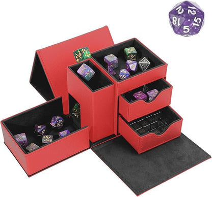 Dice Tray & Dice Tower Storage Box, 3 in 1 Dice Holder Case, Leather Magnetic by Stepane