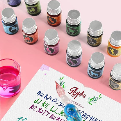 mancola Glass Dipped Pen Ink Set Handmade Crystal Calligraphy Pen - Image 4