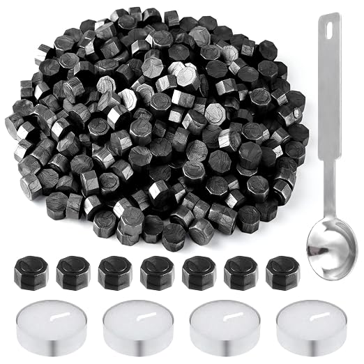 500 Pcs Octagon Sealing Wax Beads Black Wax Seal Beads by LooksForwardtoSeeingYou
