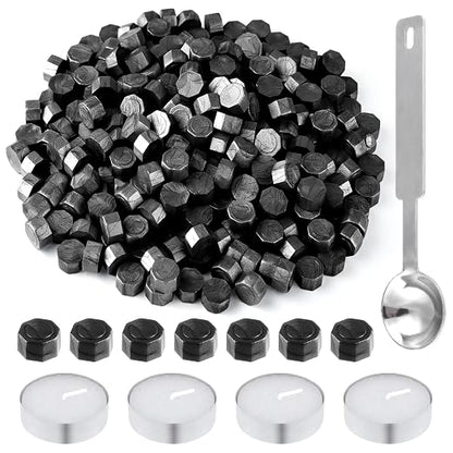 500 Pcs Octagon Sealing Wax Beads Black Wax Seal Beads by LooksForwardtoSeeingYou